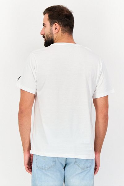 Nautica Men Crew Neck Short Sleeve Graphic Print T-Shirt, White