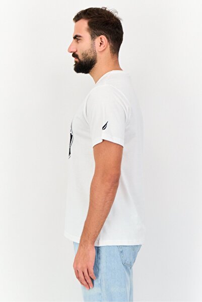 Nautica Men Crew Neck Short Sleeve Graphic Print T-Shirt, White