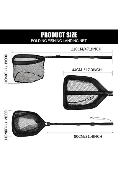 Choice 44-120cm Retractable Landing Fishing Net 190cm-55cm with Telescoping Pole Handle Foldable Freshwater