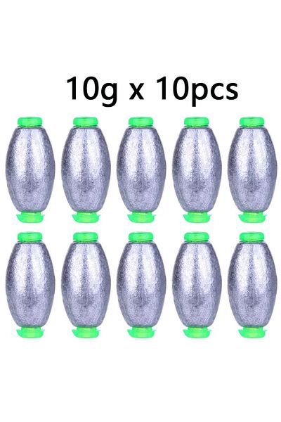 Choice 10pcs 10g 5pcs/10pcs Fishing Weight Sinker 2g-30g Olive Shape Slip Shot Sinkers Carp Fishing Accesso