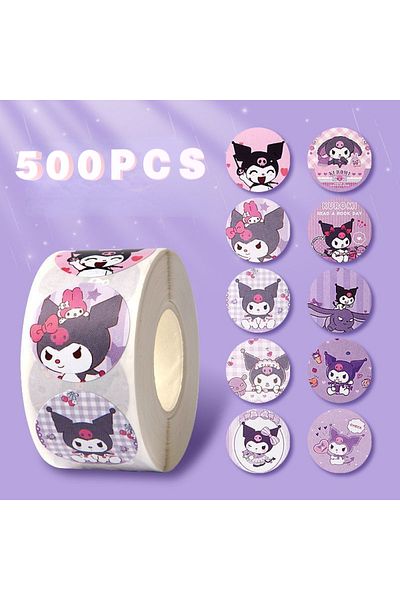Miniso Kuromi 500 PCS Sanrio Hello Kitty Cartoon Sticker Cute Cartoon Kuromi My Melody Children's Diary Bon