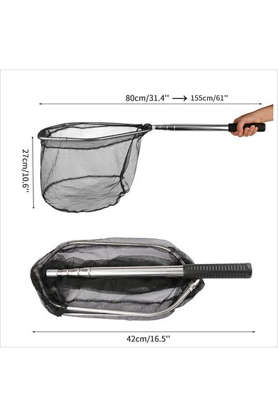 Choice 42-155cm Retractable Landing Fishing Net 190cm-55cm with Telescoping Pole Handle Foldable Freshwater