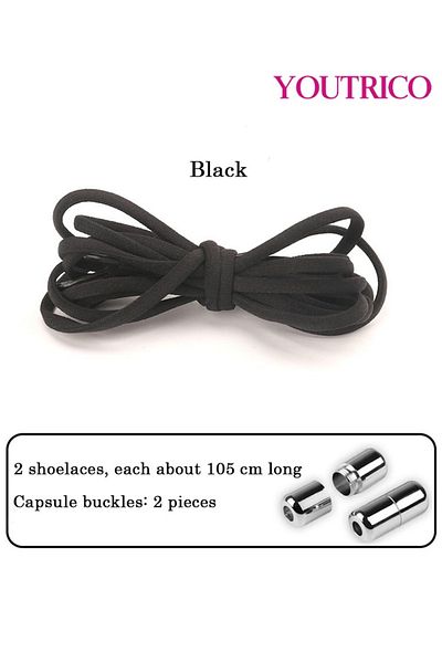 Youtrico Elastic No-Tie Shoelaces with Metal Capsule - Single Pair (1.05m)