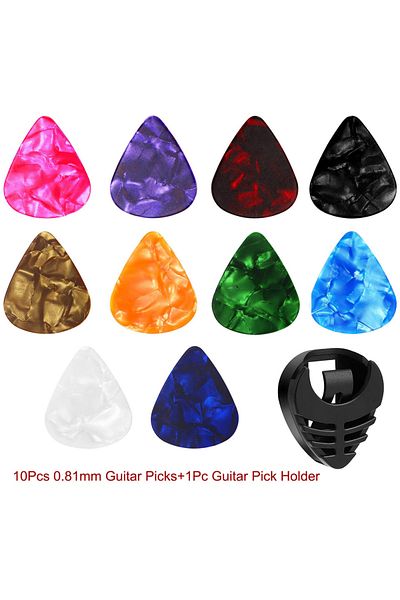 Choice 0.81mm set 10pcs Guitar Picks & 1pc Pick Holder 6 Thicknesses set For Acoustic Guitar Electric Guit