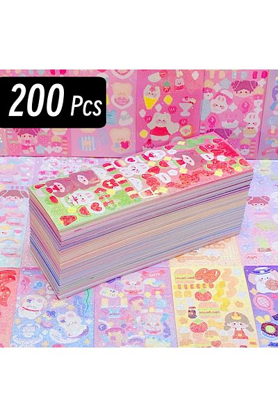 Choice 200 pcs 200p Kawaii Stickers for Kids Cute Stationary Aesthetic Diary Decoration Art Supplies Sticke
