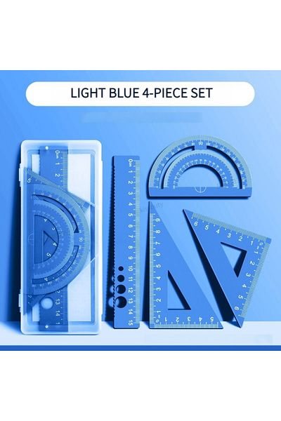 Choice Blue 4 In 1 Aluminum Alloy Ruler Stationery Set Aluminum Alloy Multifunctional Combination Ruler Tri