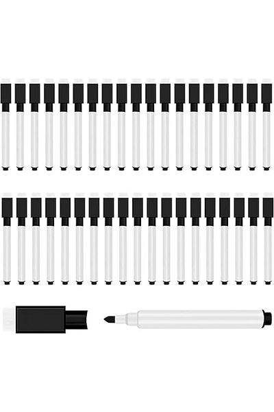 Choice 50pcs 25Pcs Black Dry Erase Markers with Eraser Cap White Board Mini Dry erase Markers for Office Sc