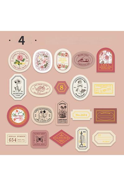 Choice S20572-4 Mr. Paper Light Retro Label Box Stickers Writable Sealing Sticker Decoration Handbook Stick