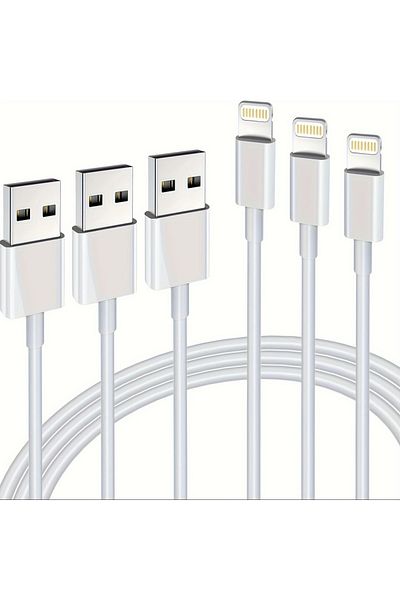 Choice 3m 3PC Wite Original UsB Cable For Apple iPhone 14 13 12 11 Pro Max 7 8 Plus XS XR FastCharging UsB