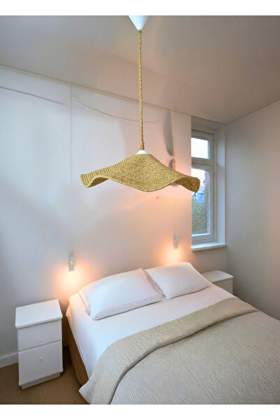 Genel Markalar Turuncu modern jüt hasır avize, rustik tasarım, şık ev dekoru, sıcak atmosfer sağlar