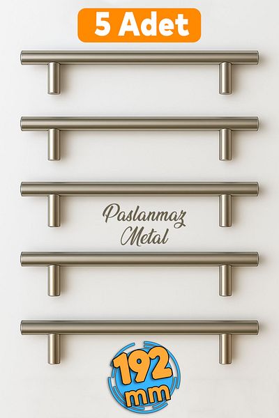 Badem10 Alteta (192 mm - 19,2 cm) Inox Metal 5 buc Mobilier Bucătărie Sertar Dulap Dulap Mâner Mâner Mânere