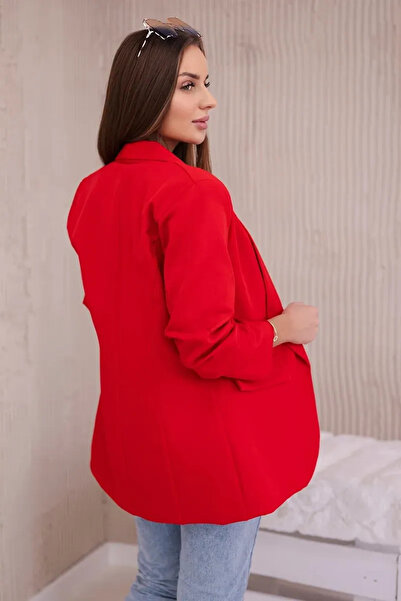 UniqueStore.ro Fancy Red Jacket, Elegant with Draped Sleeves - One Size