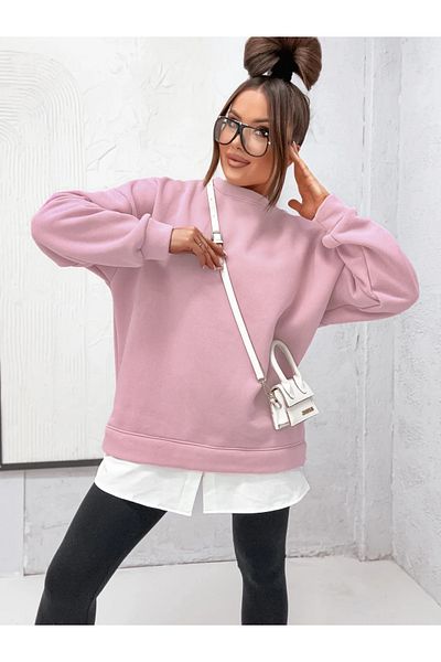 UniqueStore.ro Pink oversized blouse with loose cut and casual style - Unique