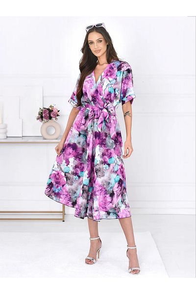 UniqueStore.ro Floral Print Jumpsuit In Shades Of Pink, Purple And Blue - One Size