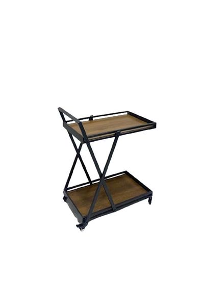 rexa lack and brown MDF and metal serving trolley