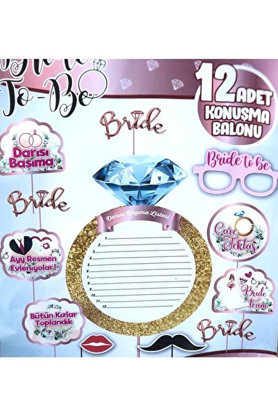 Parti Zamanı Bride to Be Themed 12 Pieces Speech Balloon Bundle Head List Bachelorette Party Ornament Set