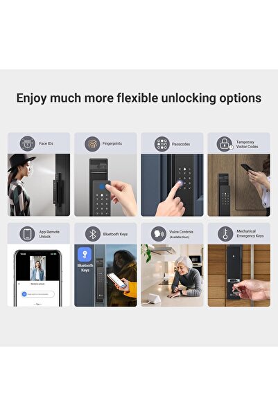 EZVIZ Smart Lock DL50FVS, 7-in-1 Keyless Entry Door Lock, 3D Face Recognition Door Lock, Built-in 8G