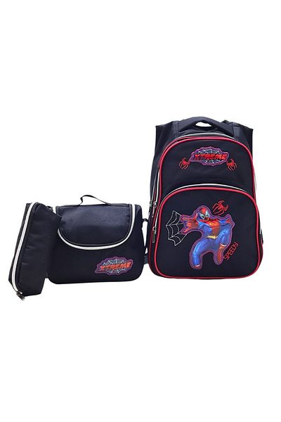 LUGMO Set de 3 genți pentru liceu, geantă pentru școala primară, complet căptușită Spiderman