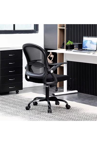 AGD Ergonomic Office Chair with Mesh Back, Adjustable Swivel Computer Chair, Padded Seat, Flip-up Arms,