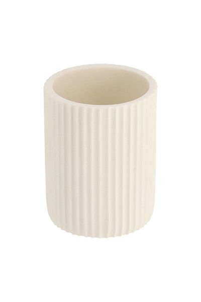 Tendance Round Shaped Striated Matte Polyresin Bathroom Tumbler