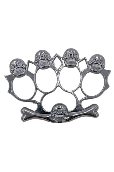 dalimag Articulație tip Box Knuckle pentru autoapărare cu 4 cranii, grosime 1 cm, gri,