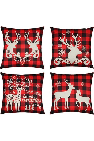 COFEDE Set of 4 Christmas pillowcases COFEDE, red/black/white, textile, 45 x 45 cm
