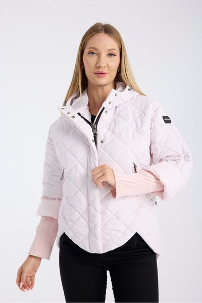 G-FOX Women's Fixed Hooded Knitwear Rib Detailed Quilted Sports down Coat - Stylish and Warm Design 8704