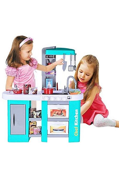 rexa Educational Kids Kitchen Play Set – 61x33x72.5 cm – Pretend Cooking Toy with Lights & Accessories