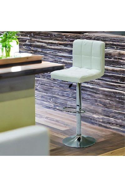 rexa White leather high kitchen bar chair