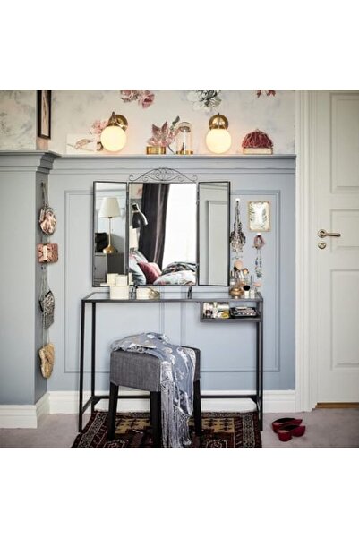 AGD طاولة كونسول معدنية حديثة للمدخل وغرفة المعيشة - أسود