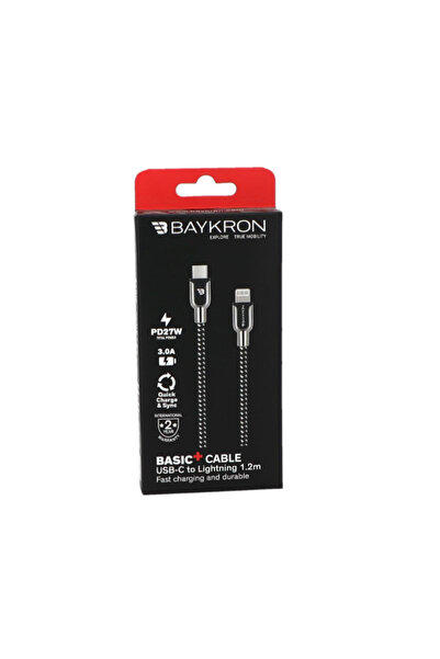 baykron كابل PD27W USB-C إلى Lightning مضفر للشحن السريع والمزامنة بطول 1.2 متر
