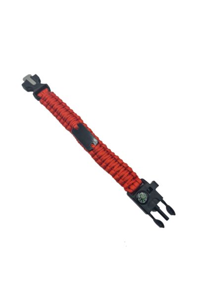 dalimag Survival Bracelet with Knife, Whistle, Compass, 25 cm, Red,