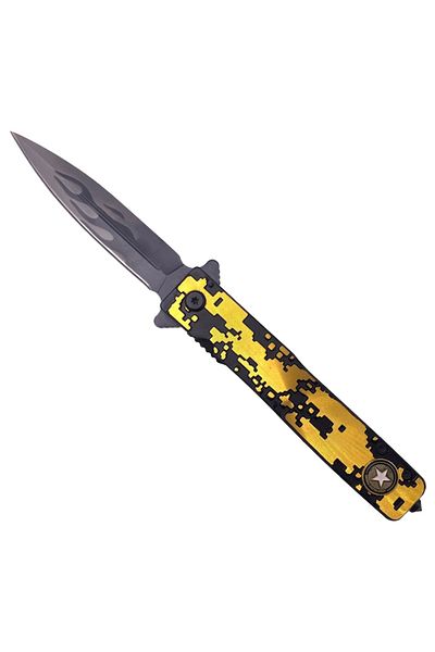 dalimag Briceag manual, Model Militar, Auriu, Sistem Spargere Geam, Otel, 21.5 cm,