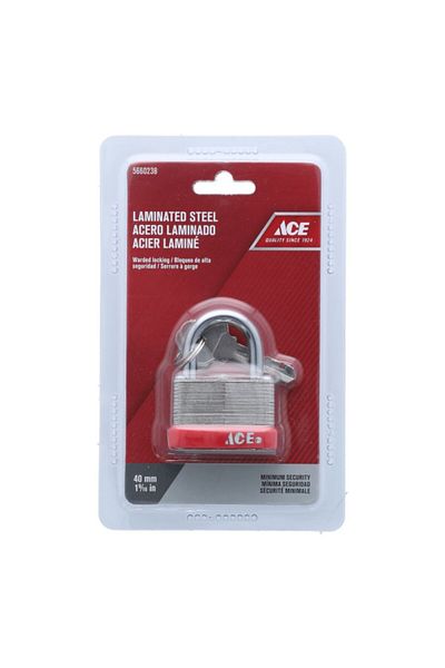 ACE Laminated Steel Padlock with Key 40 mm