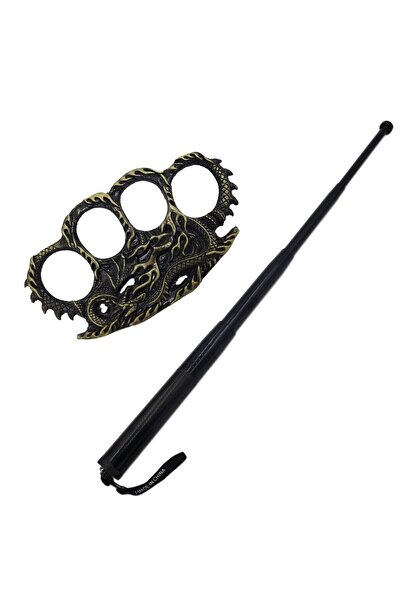Graveaza iubirea Telescopic Self-Defense Baton with Leather Case and Self-Defense Knife