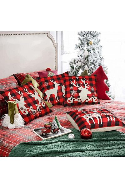 COFEDE Set of 4 Christmas pillowcases COFEDE, red/black/white, textile, 45 x 45 cm