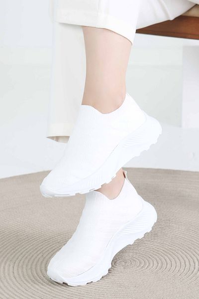 TOFİSA Women's White Knitwear Shoes - 27391