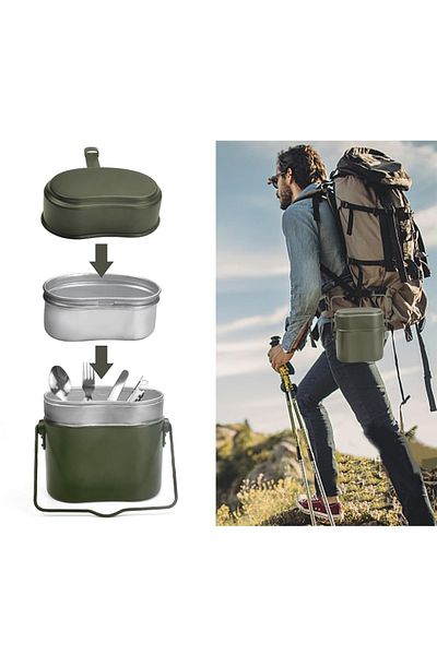 Badem10 Aluminum Camping Cooking Cooking Pot Set Outdoor Aluminum Cookware Set Cooking Set with Handle