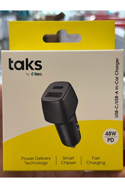 Ttec Taks 5CP02S taks CP02 Duo 48W PD/QC USB-C+USB-A Araç Hızlı Şarj Aleti Siyah