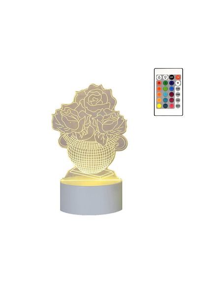 ILUMISHOP 3D LED Night Light, Flowers, 16 Colors with Remote Control, USB Power or 3 AA Batteries