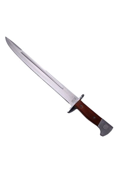 dalimag Cutit Baioneta din Otel Inoxidabil, Maner Lemn, Husa Piele, 50 cm