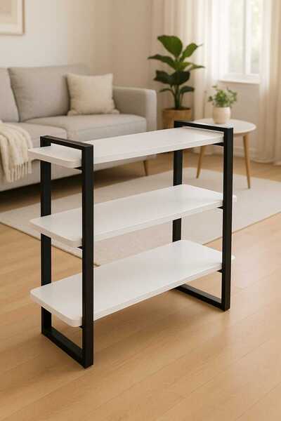 Fedecro Metal Kitaplık 3 Raflı Çok Amaçlı Dosya Kitap Rafı Ofis Salon Raf 90 ...