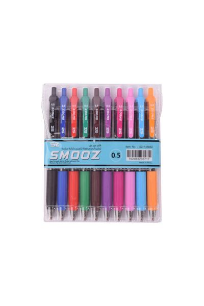 SMOOZ 10-Piece New Formula Gel-Ink Roller Ballpoint Pen 0.5 mm