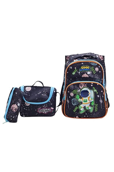 LUGMO Set de 3 genți pentru liceu, geantă pentru școală primară, complet căptușită astronaut
