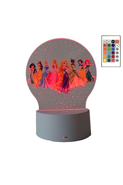 ILUMISHOP LED Night Light, Disney Princesses, 16 Colors, with Remote Control, USB Power or 3 AA Batteries