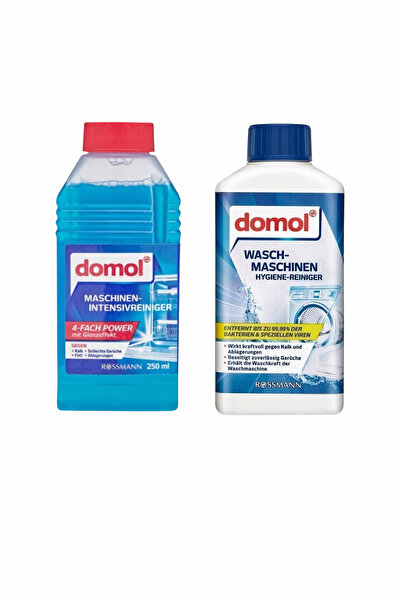 DOMOL Bulaşık Makinesi Temizleyicisi 250 ml + Çamaşır Makinesi Hijyenik Temizleyici 250 ml