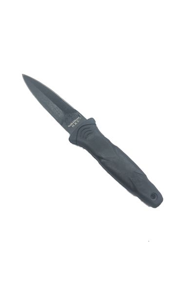 dalimag Cuțit tactic cu lanț, teacă cu clemă pentru curea, tăiș dublu, 19 cm, negru,