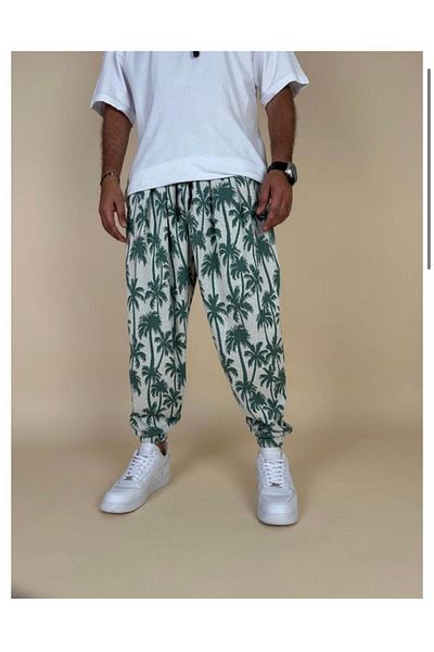 SUPERBLUE Palmi̇e Summer Patterned Pleated Men's Shalwar Pants