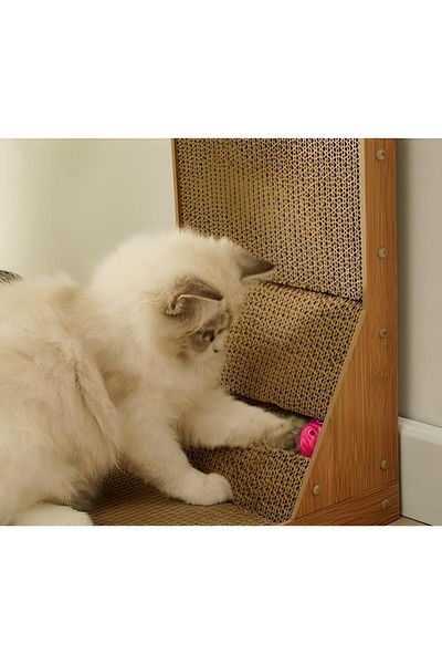Purlov Cat play corner and scratching post, Purlov, MDF/Cardboard, With ball, sisal