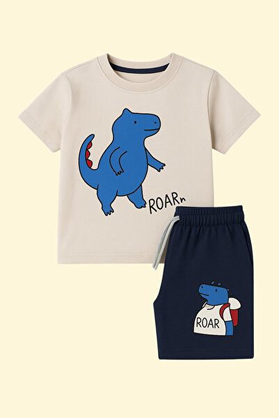 BONY SOCKS Set de pijamale pentru copii cu model de dinozaur cu pantaloni scurți